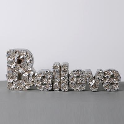 Believe Sign Word Art with Flower Fine Carving